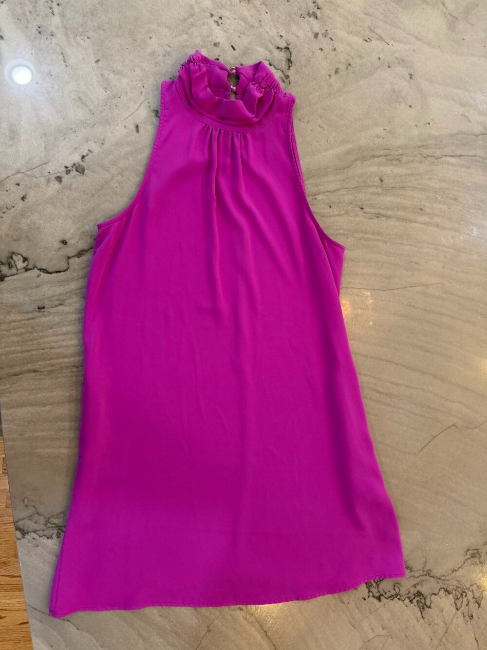 Allison Joy Sleeveless Mock Neck Fuchsia Shift dress with pockets size Medium